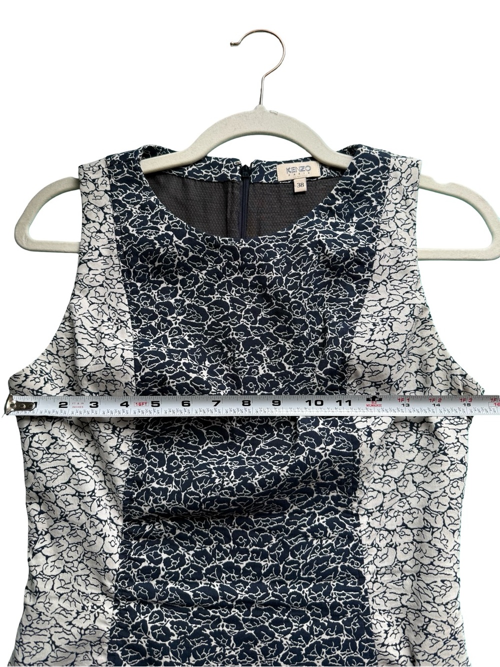 Kenzo Paris Navy & Cream Panelled Sheath Dress Size FR 38 US 6 Luxury Cocktail - Picture 6 of 13